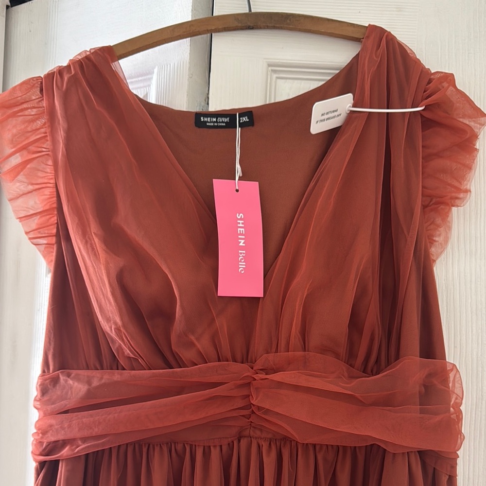 Shein Rust Orange Bridesmaid Dress